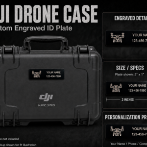 Custom Engraved ID Plate for DJI Drone Cases – 2″ × 1″ or 3″ × 1″