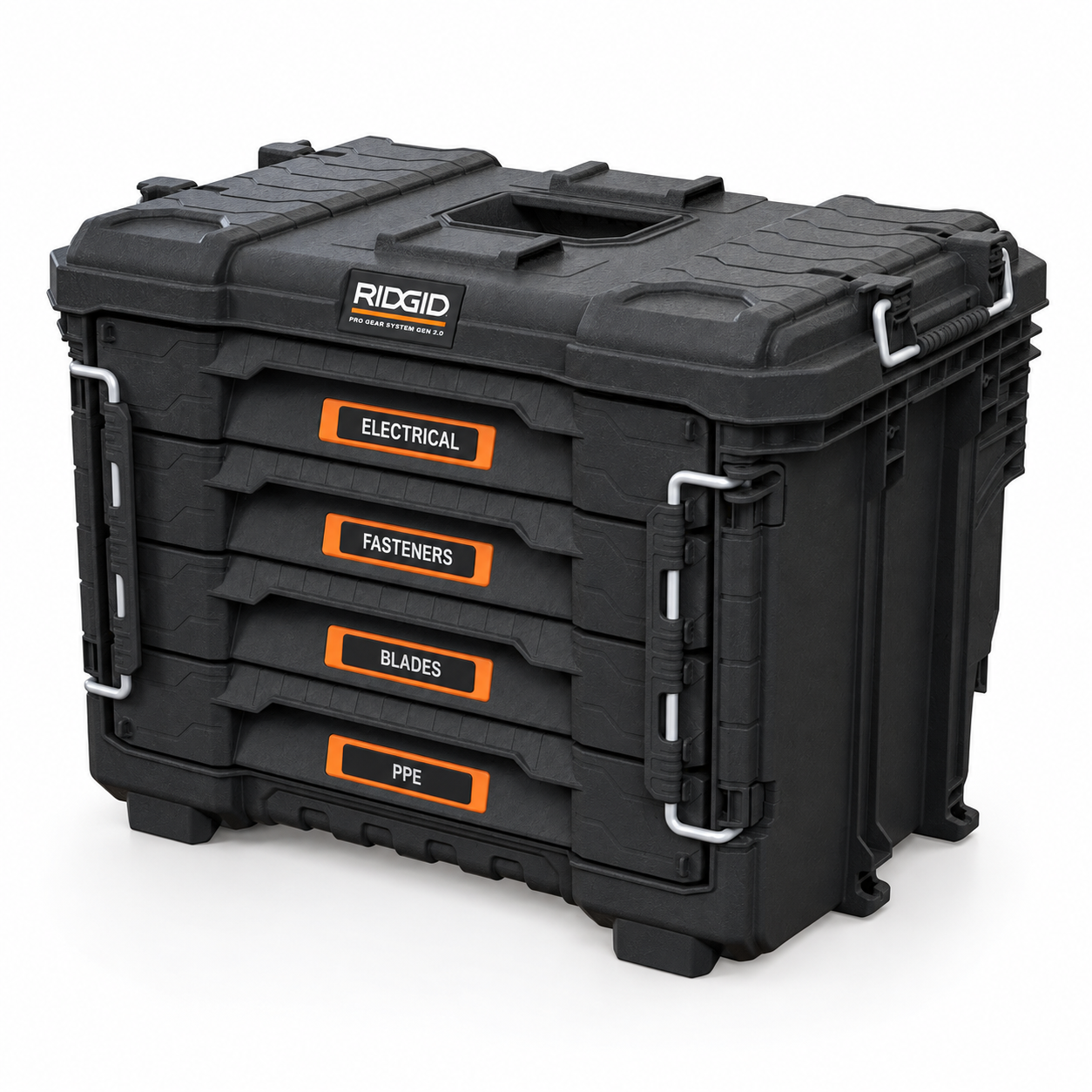 Custom engraved toolbox drawer labels — illustrative mockup